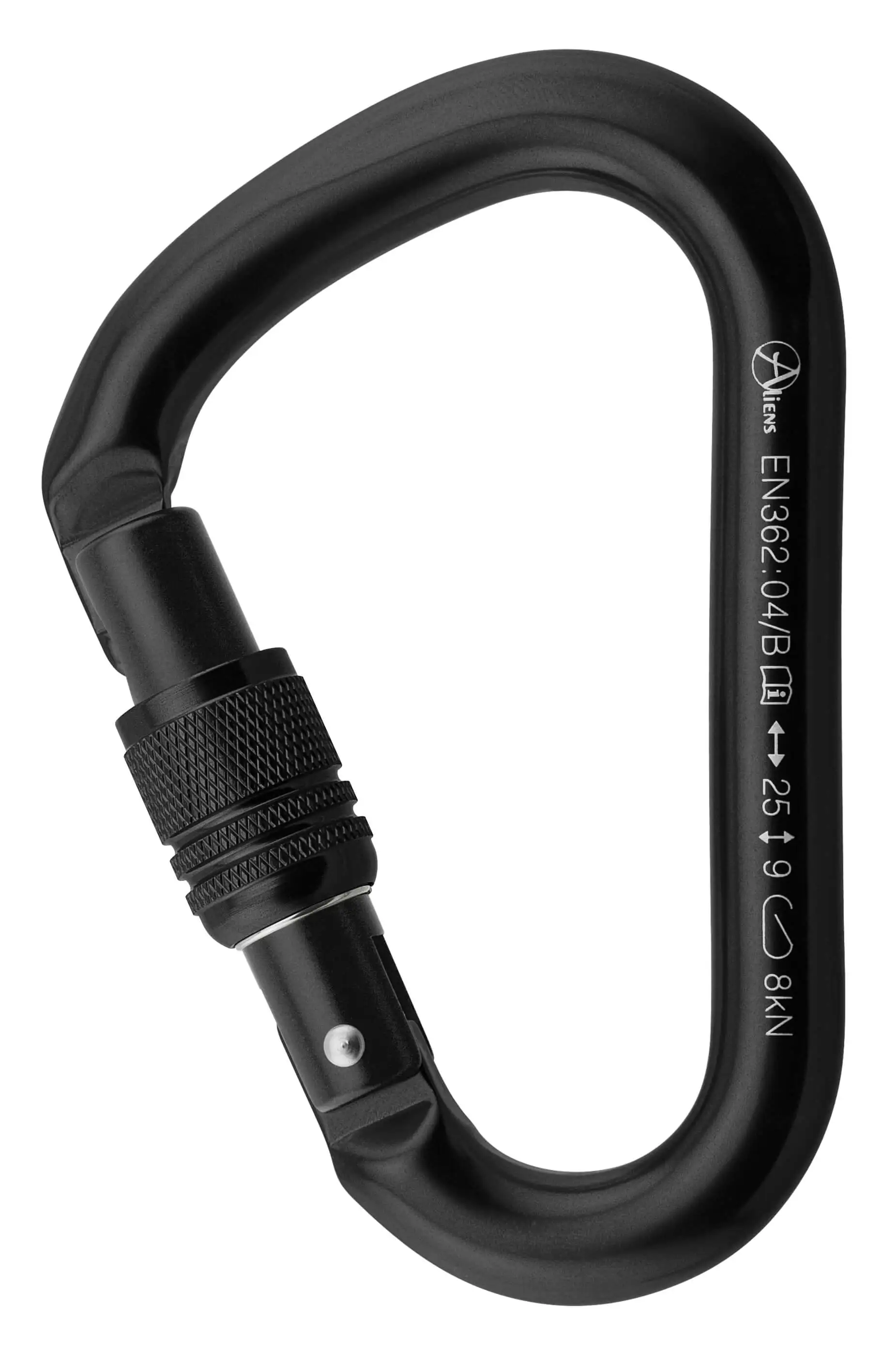 Grüner Aluminium-Karabiner mit Drehverschluss, ideal für Luftakrobatik-Ausrüstung wie Trapeze, Luftringe und Vertikaltücher.