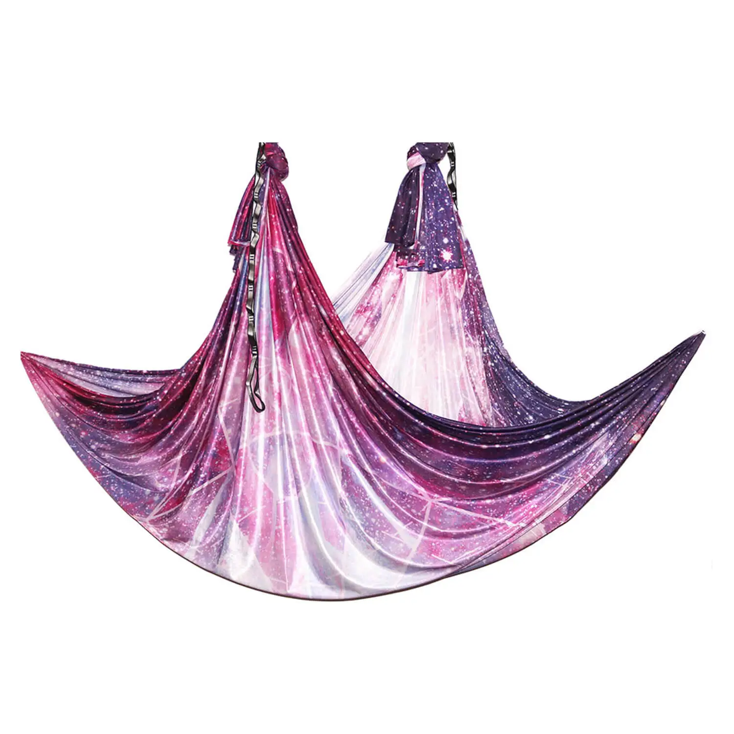 Lila-rosa-weißes Tuchschlaufe aus wenig dehnbarem Material. Perfekt für Luftakrobatik oder Aerial Yoga. Top-Qualität von Marlene Kiepke.