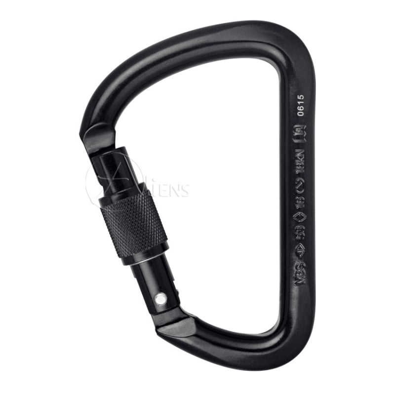 Stahlkarabiner D-Form schwarz