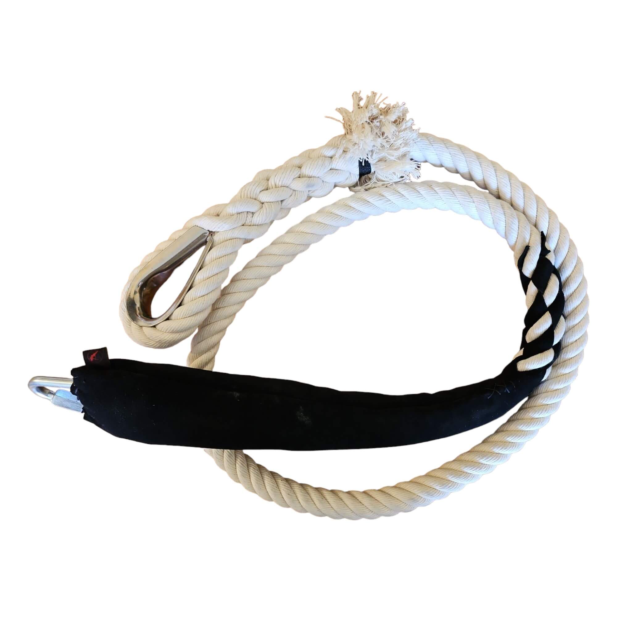 Deluxe Luftringseil aus gepolsterter Baumwolle mit schwarzem Wildleder für Luftakrobatik, 2,5m Länge, dick, stabil, ideal für Performances. Deluxe Luftringseil aus gepolsterter Baumwolle mit schwarzem Wildleder für Luftakrobatik, 2,5m Länge, dick, stabil, ideal für Performances.