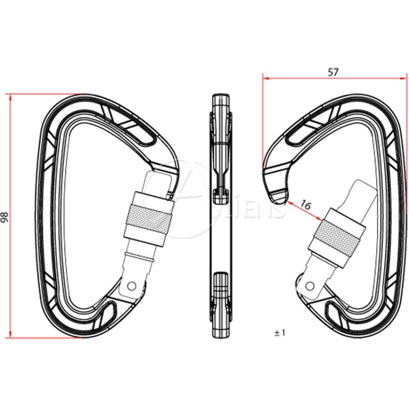 Klein aber stark, dieser schmale, matte Karabiner in verschiedenen Farben, mit Drehverschluss hält bis zu 250 Kg und ist ideal für Aerial Yoga.