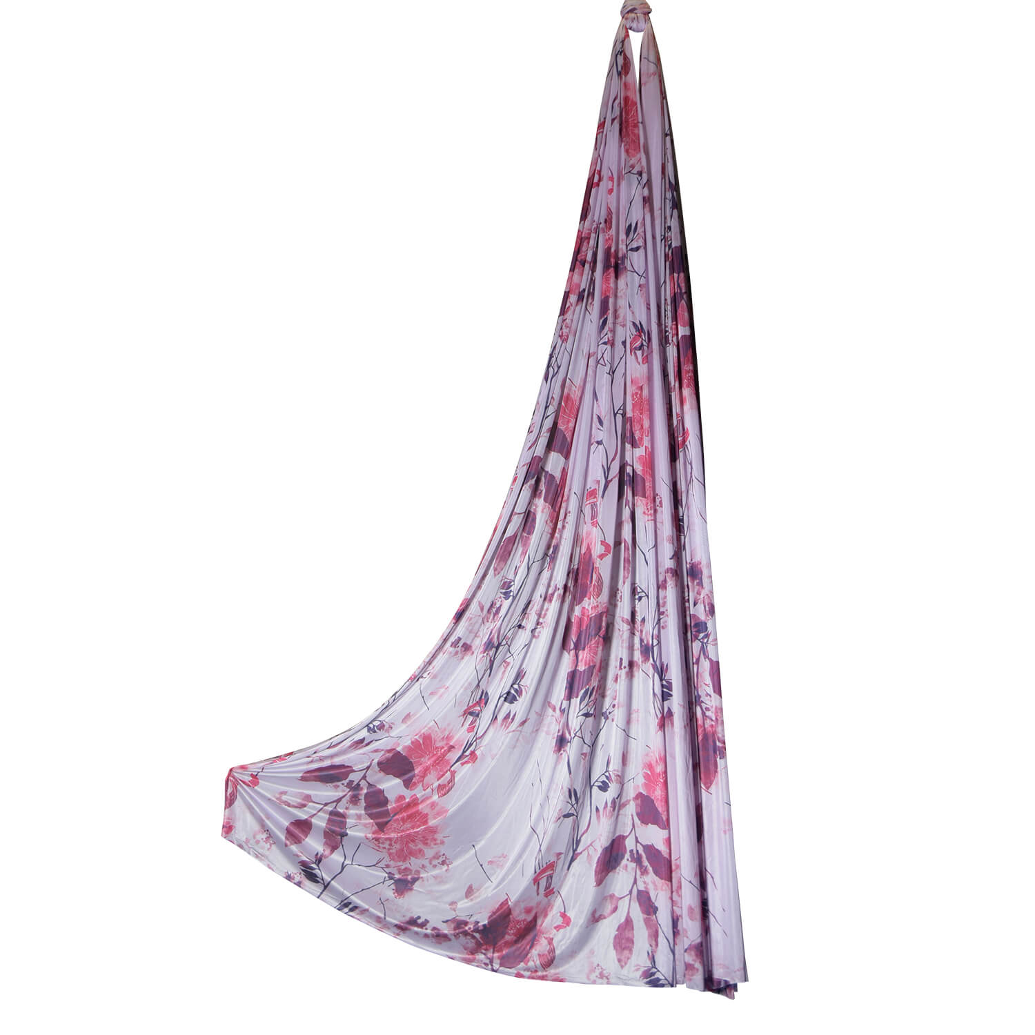 Vertikaltuch in lila-pinkem Farbverlauf, wenig dehnbar, aus Aerial Silk, vom Luftakrobatik Shop, 1500x1500 Pixel. Vertikaltuch Blütenwind 12 meter
