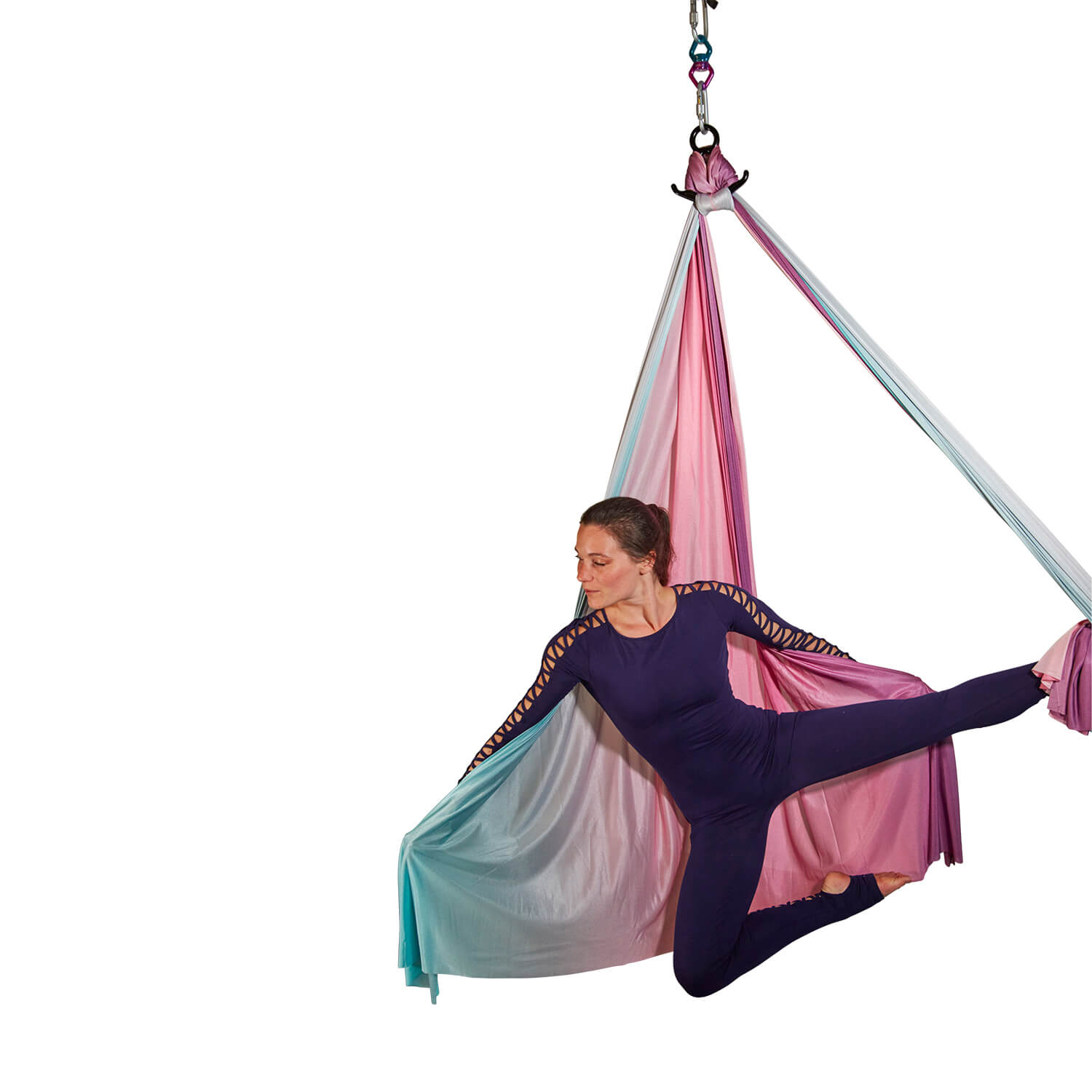 Vertikaltuch Einhorn, 8 Meter, blau-lila-rosa, wenig dehnbar, für Luftakrobatik.