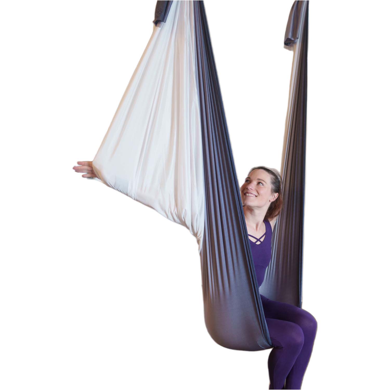 Das wenig dehnbare schwarz-weiße Aerial Yoga Tuch aus dem Luftakrobatik Shop bietet beste Qualität und schnelle Lieferung.