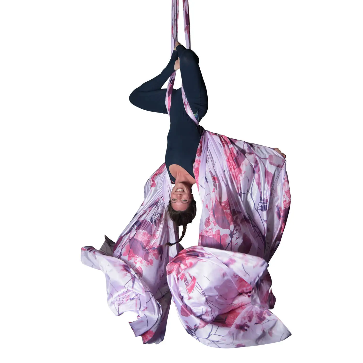 Wunderschönes, wenig dehnbares Aerial Silk in lila, pink und violett aus dem Luftakrobatik Shop.