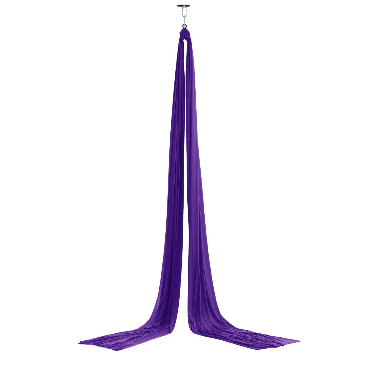 Violettfarbenes, schmales Aerial Silk Vertikaltuch, 10 Meter lang, wenig dehnbar, ideal für kleine Hände und Anfänger im Luftakrobatik Shop.