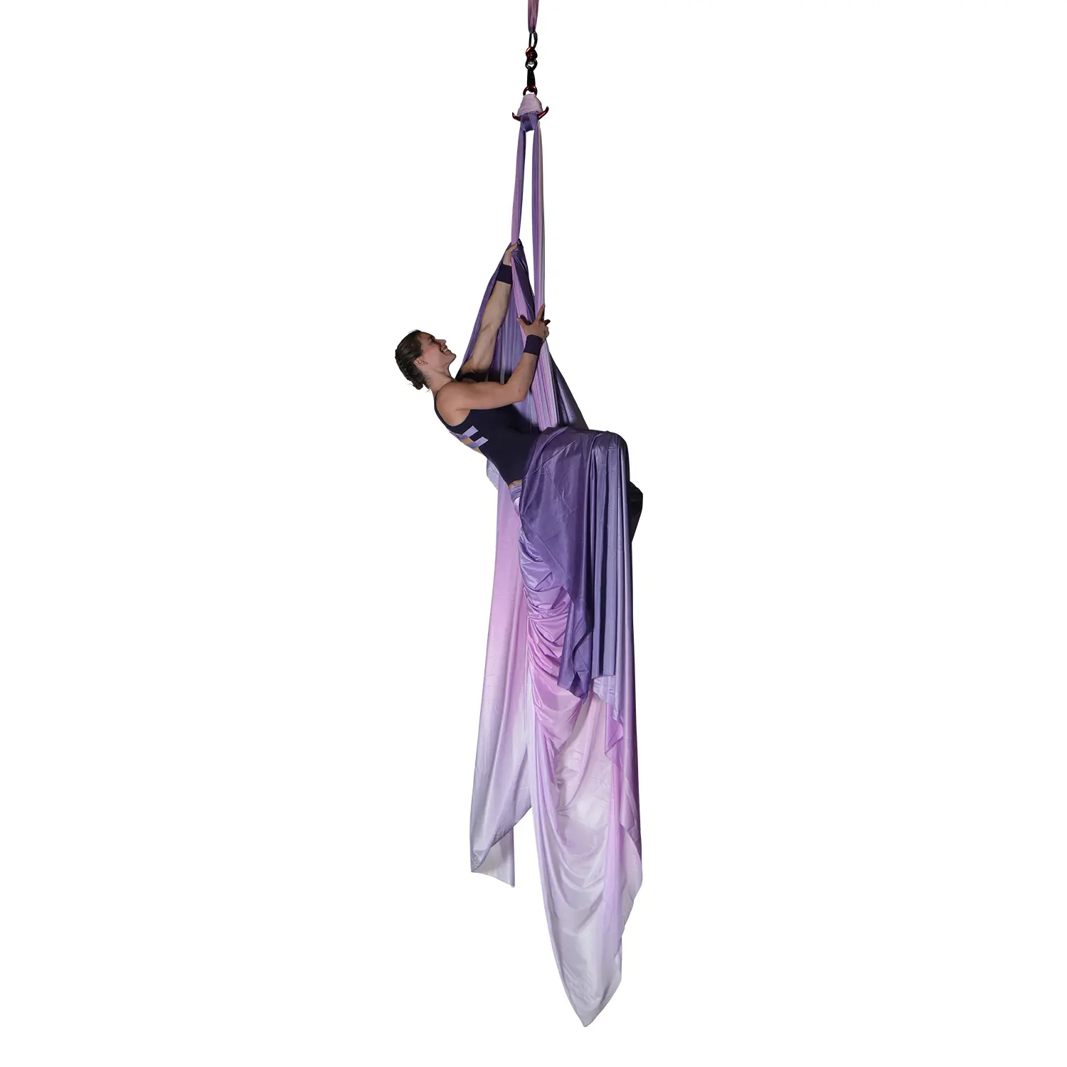 Lila und rosa Aerial Silk Vertikaltuch, 14m, wenig dehnbar, top Qualität bei Luftakrobatik Shop.