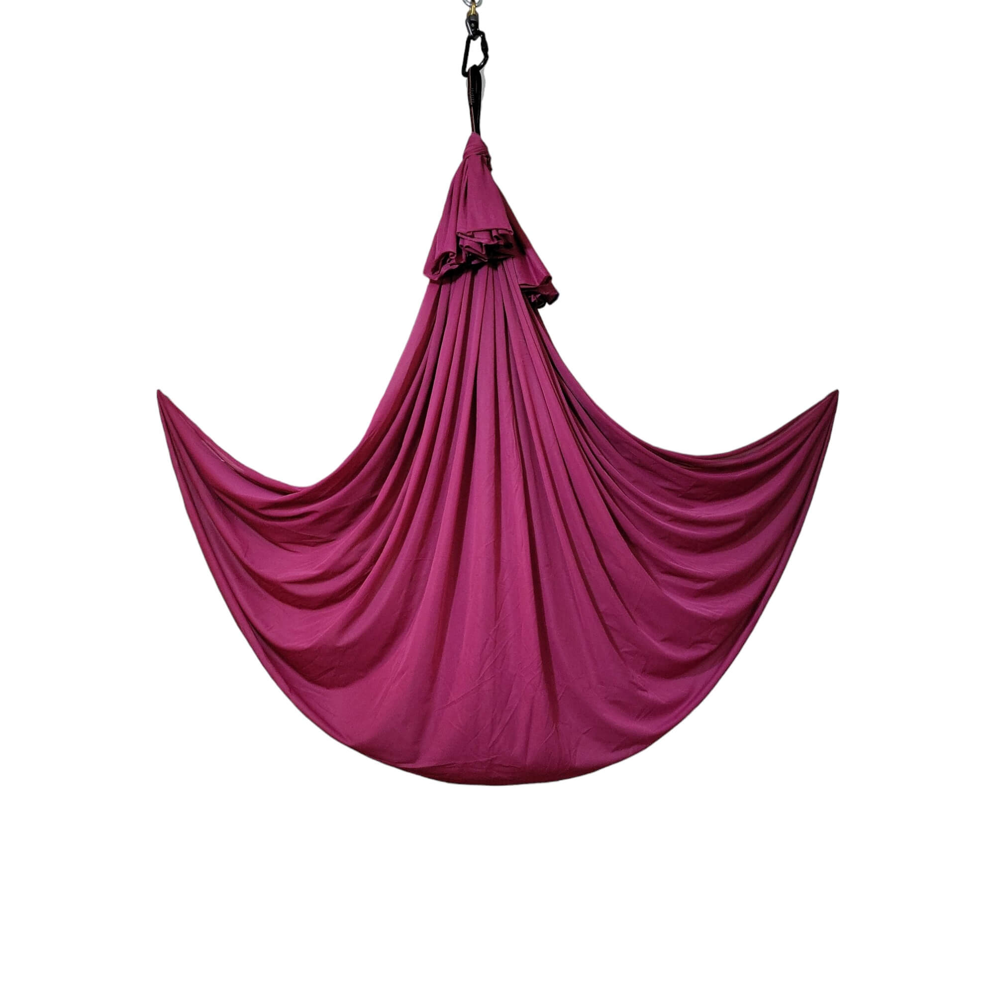 Bordeauxviolette, leicht dehnbare Aerial Yoga Tuchschlaufe, 6 Meter lang, ideal für Luftakrobatik, horizontalgewebt und gelenkschonend.