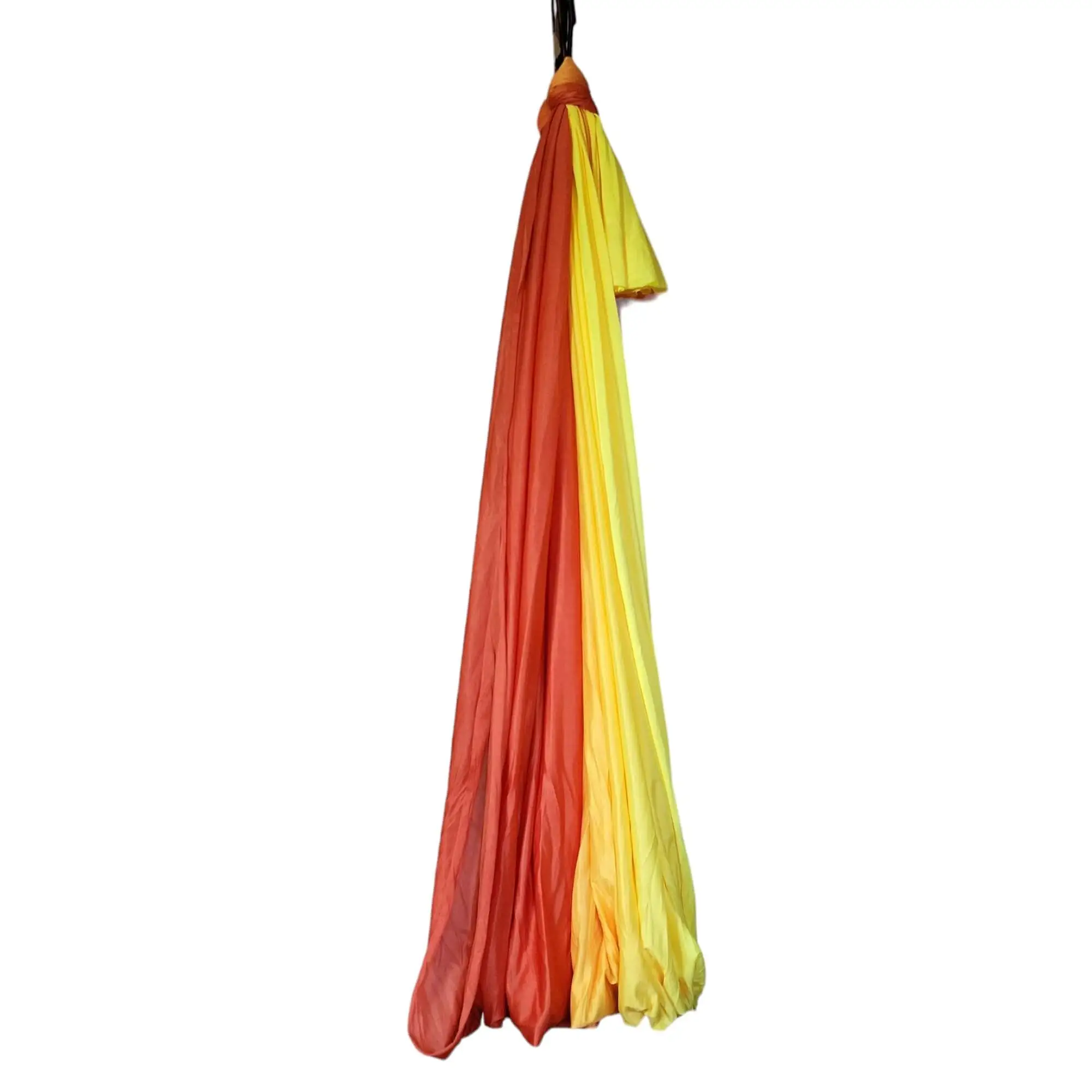 Buntes, wenig dehnbares Aerial Yoga Tuchschlaufe in strahlendem gelb, orange und rot aus deinem vertrauenswürdigen Luftakrobatik Shop für Freunde des Yoga.