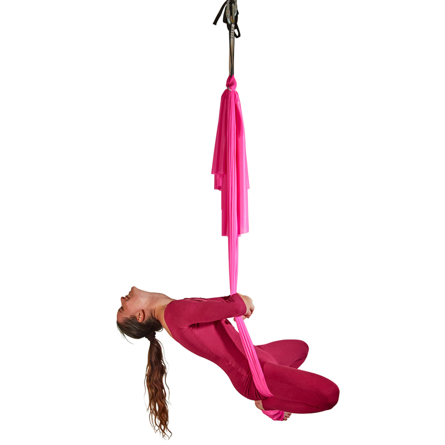 Leuchtend pinke, wenig dehnbare Tuchschlaufe, 5 Meter lang, perfekt für Aerial Yoga und Luftakrobatik, erhältlich im Luftakrobatik Shop.