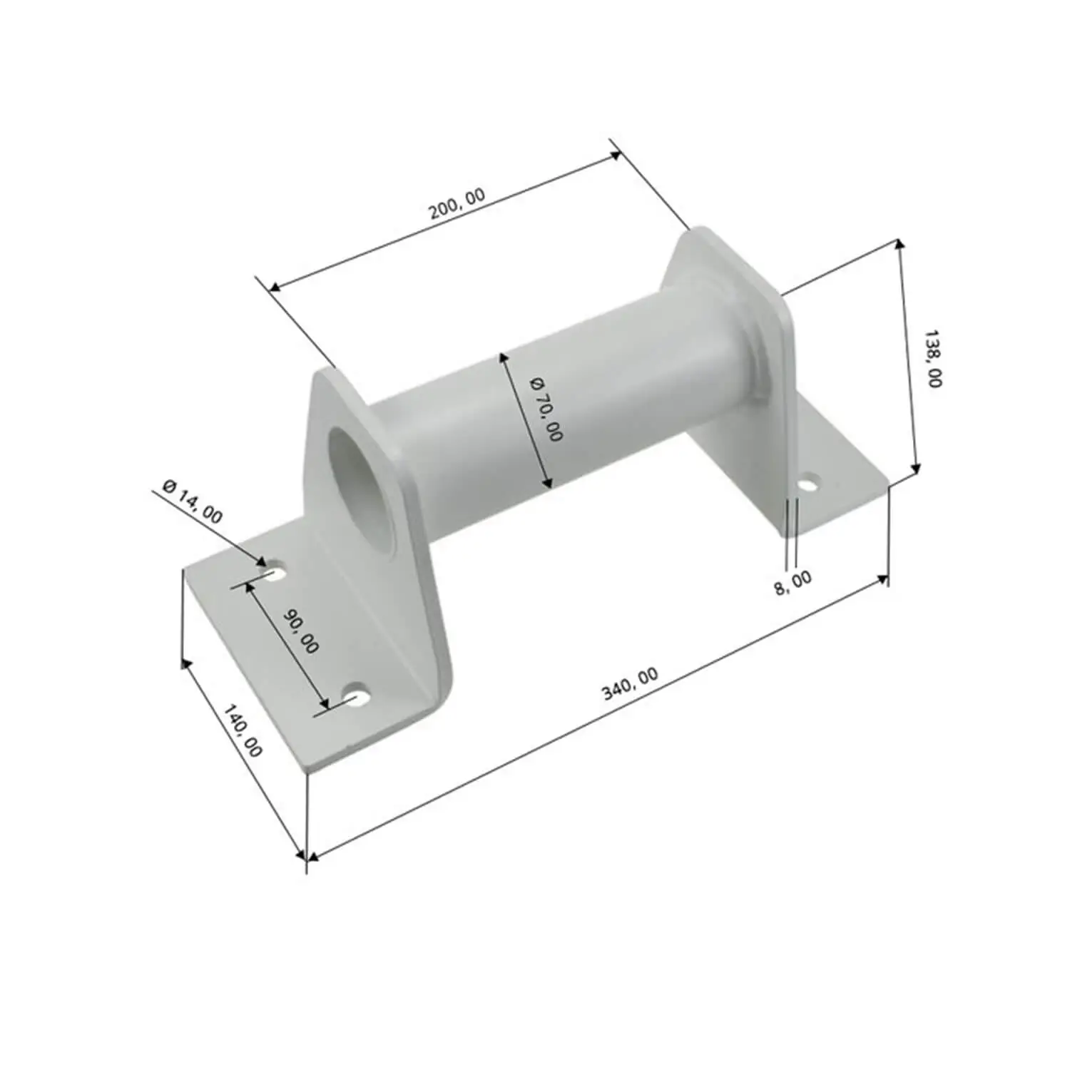 Eine robuste, weiße Deckenaufhängung für Vertikaltücher aus Stahl, die eine maximale Belastung von 1100 kg aushält, ideal für Luftakrobatik Shop.