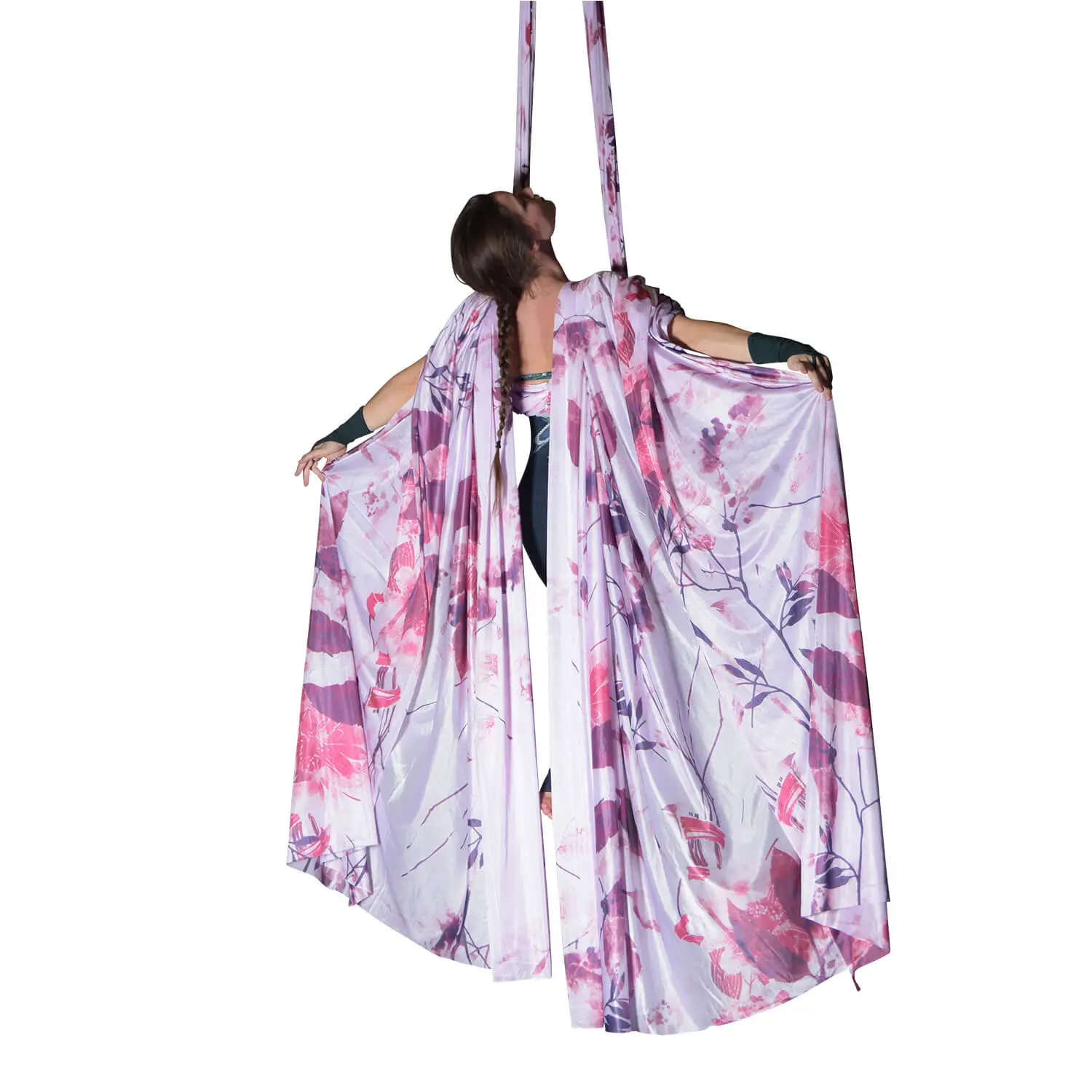 Lila und pinkes Aerial Silk Vertikaltuch, wenig dehnbar, ideal für Luftakrobatik - Top Qualität vom Luftakrobatik Shop.