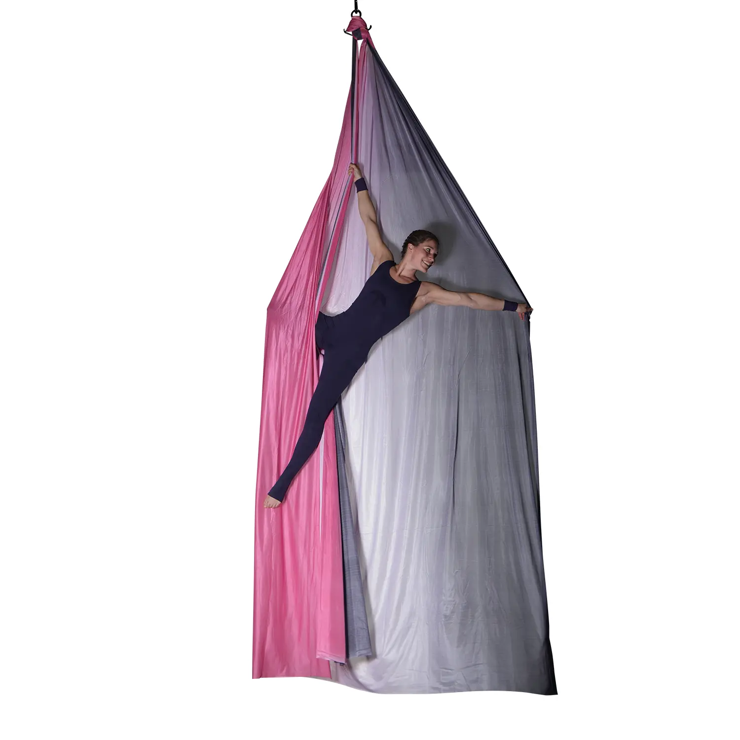 Vertikaltuch in pink und schwarz für Aerial Silk, wenig dehnbar, 26 meter, erhältlich bei Marlene Kiepke.