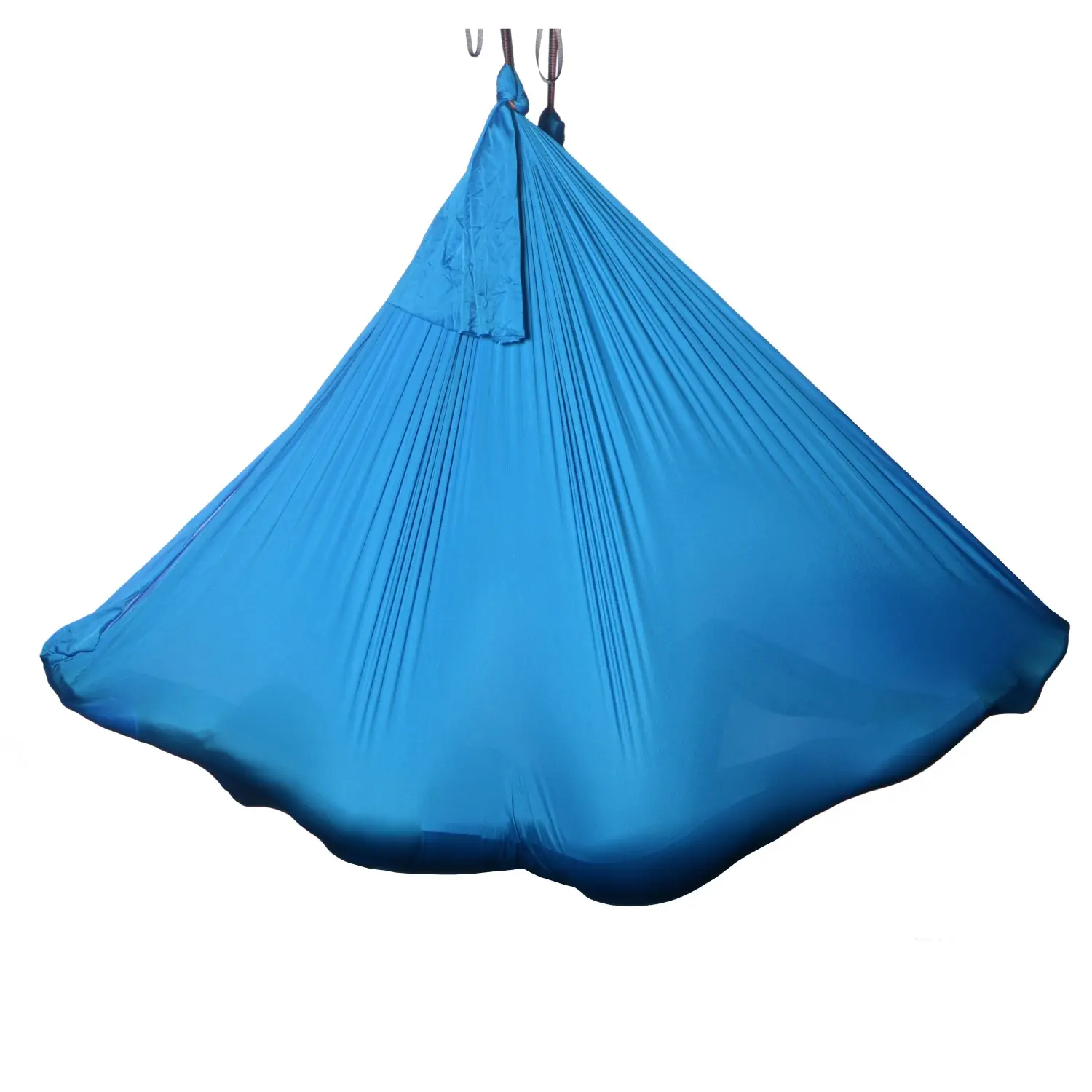 Strahlend blaues, 5 Meter langes Yogatuch aus nicht dehnbarem Material, perfekt für Aerial Yoga. Top Qualität vom Luftakrobatik Shop.