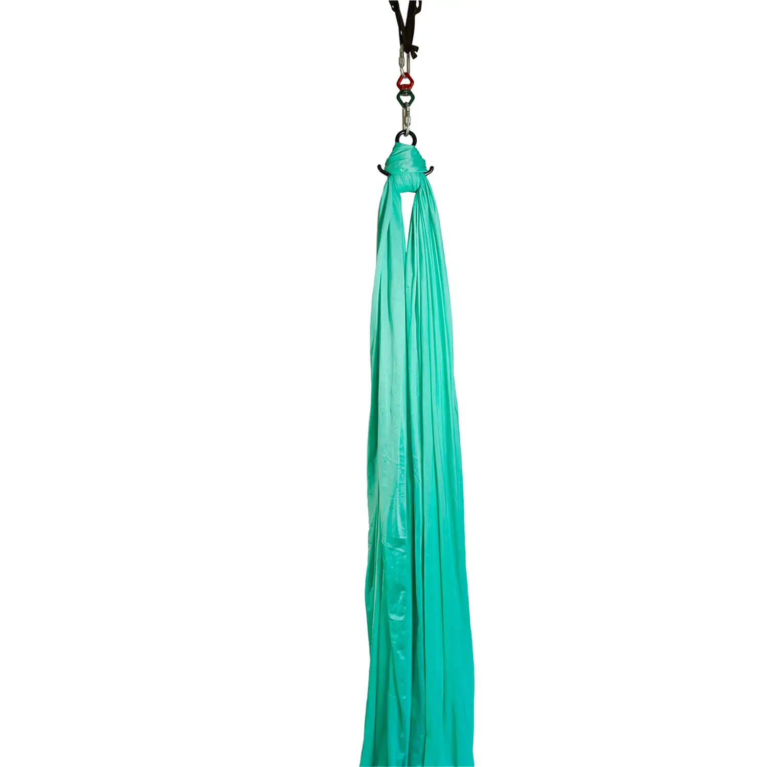 Türkisblaues, wenig dehnbares Vertikaltuch für Aerial Silk mit weichem, feinem Stoff, 2,8 Meter breit und 24 Meter lang, im Luftakrobatik Shop.