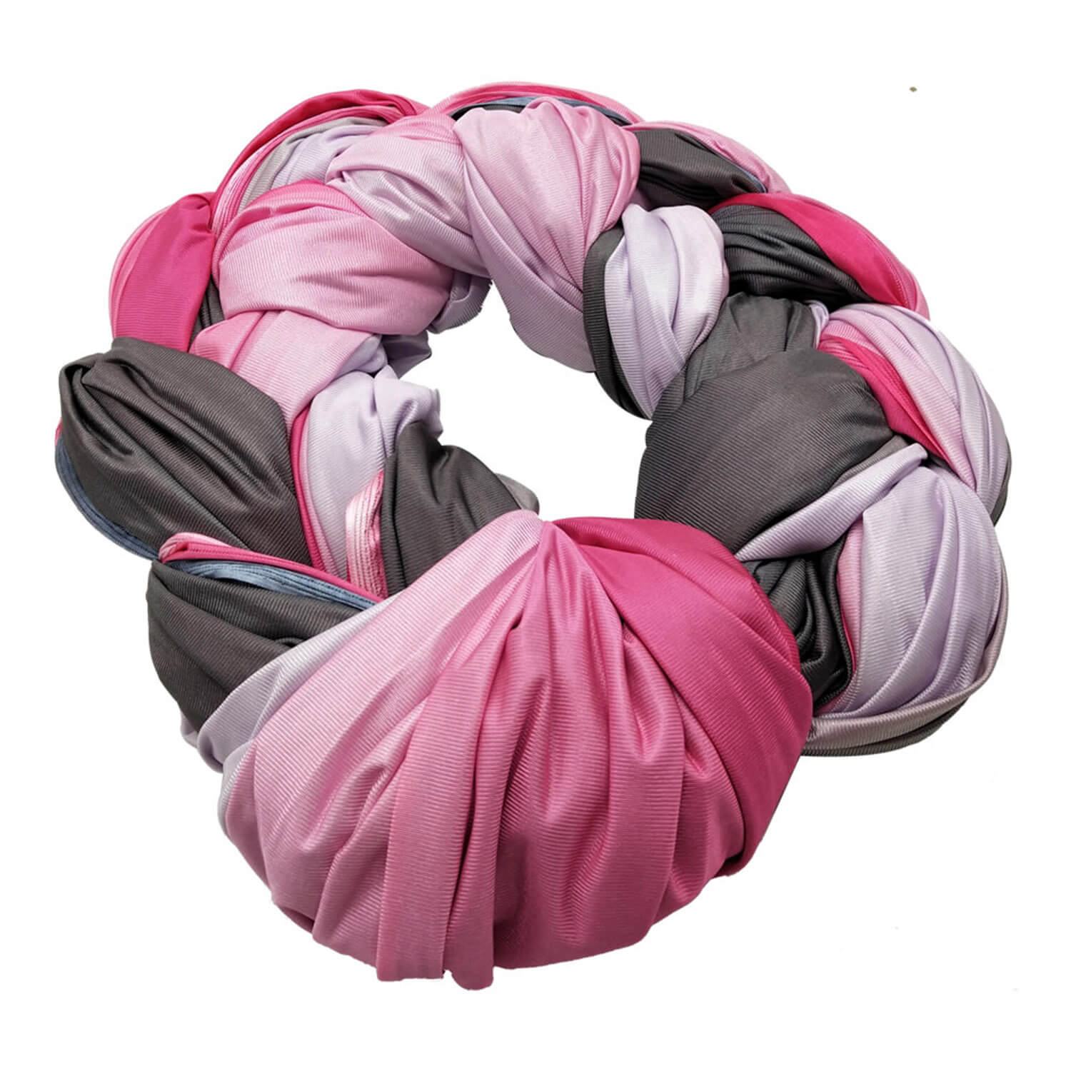 Wenig dehnbare Tuchschlaufe in pink, schwarz und weiß, ideal für Aerial Yoga und Luftakrobatik, erhältlich im Luftakrobatik Shop.