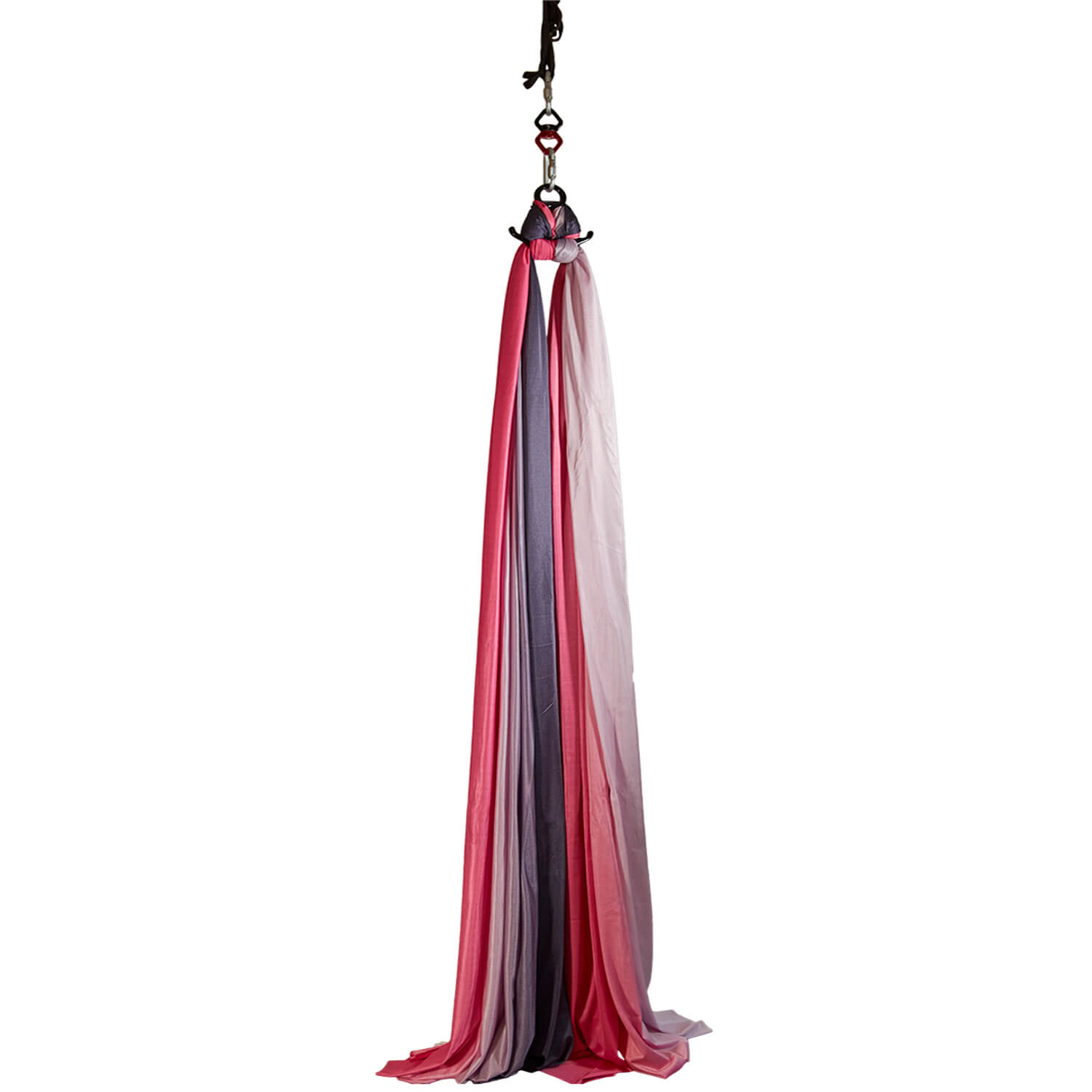 Aerial Silk Vertikaltuch in pink, schwarz und weiß, 14 Meter lang, wenig dehnbar, weich und fein, geeignet für Anfänger und Profis im Luftakrobatik Shop.