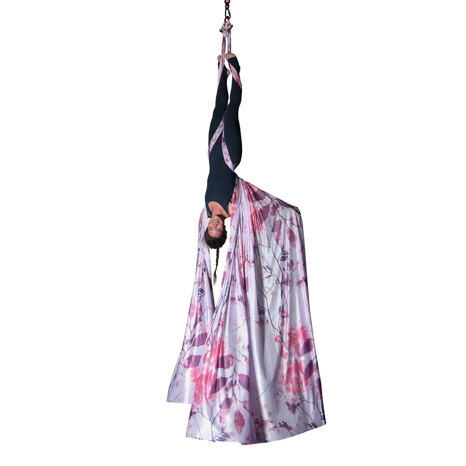 Lila-pinkes Aerial Silk Vertikaltuch, wenig dehnbar, 16m.