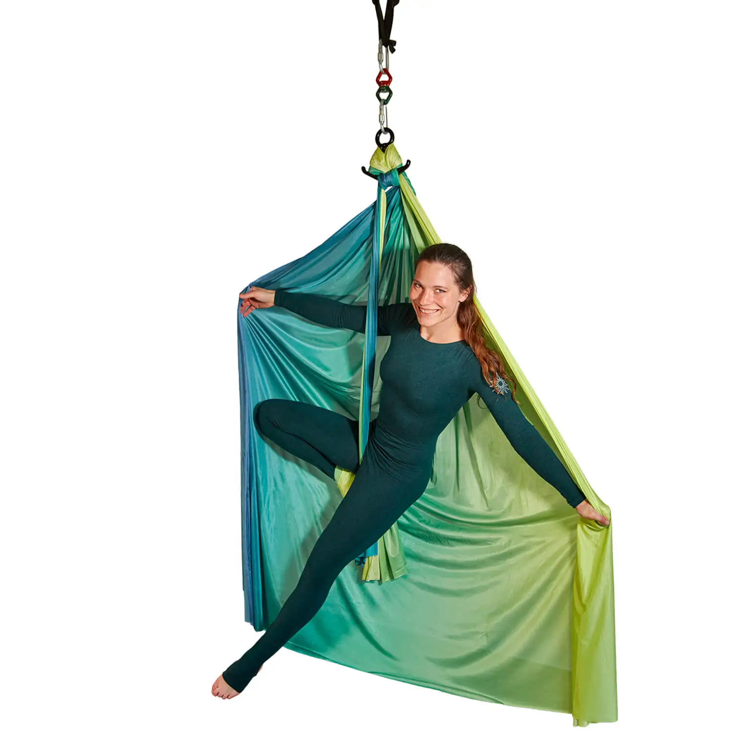 Aerial Silk Vertikaltuch, 10 Meter, in strahlendem Frühlingsgrün, perfekt für Luftakrobatik, erhältlich im Luftakrobatik Shop.